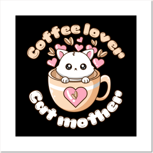 Coffee Lover Cat Mother Posters and Art